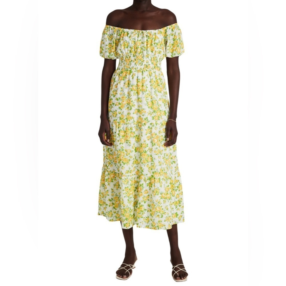 Faithfull the‎ Brand Dress Matisse Boho Floral Linen Midi Sz M
